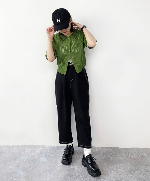 179/WG（イチナナキュウダブルジー）の「透かし編みカーディガン（カーディガン/ボレロ・レディース・オフホワイト/イエロー/グリーン・FREE）」の19枚目の写真