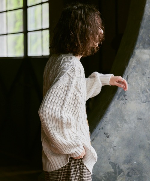 CASPER JOHN（キャスパージョン）の「Both sides lace knit/ボースサイズレースニット（ニット/セーター・メンズ・グリーン/レッド/ホワイト/ブラック・SMALL/MEDIUM/LARGE）」の10枚目の写真
