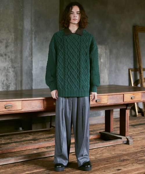 CASPER JOHN（キャスパージョン）の「Both sides lace knit/ボースサイズレースニット（ニット/セーター・メンズ・グリーン/レッド/ホワイト/ブラック・SMALL/MEDIUM/LARGE）」の21枚目の写真