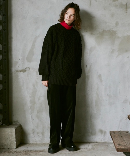 CASPER JOHN（キャスパージョン）の「Both sides lace knit/ボースサイズレースニット（ニット/セーター・メンズ・グリーン/レッド/ホワイト/ブラック・SMALL/MEDIUM/LARGE）」の13枚目の写真