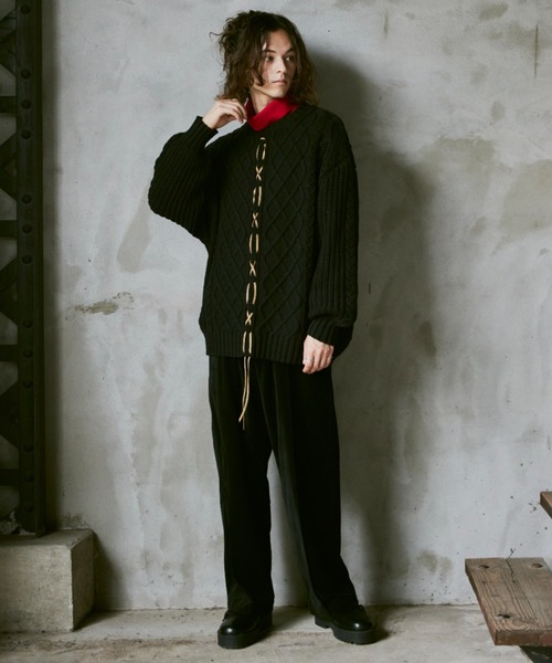 CASPER JOHN（キャスパージョン）の「Both sides lace knit/ボースサイズレースニット（ニット/セーター・メンズ・グリーン/レッド/ホワイト/ブラック・SMALL/MEDIUM/LARGE）」の15枚目の写真
