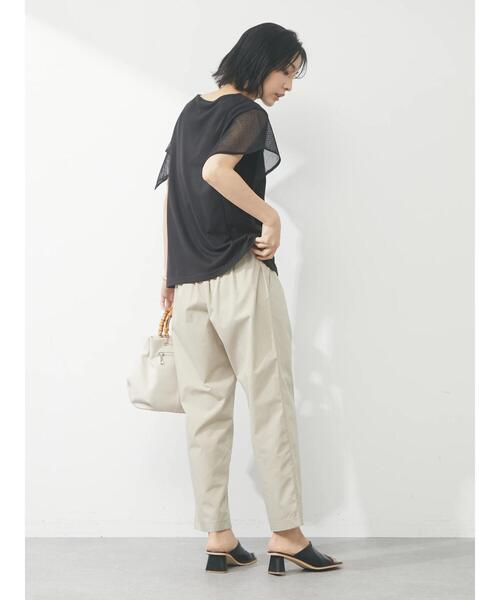 Green　Parks（グリーンパークス）の「袖メッシュドッキングプルオーバー（Tシャツ/カットソー・レディース・オフホワイト/ブラウン/ブラック・FREE）」の7枚目の写真