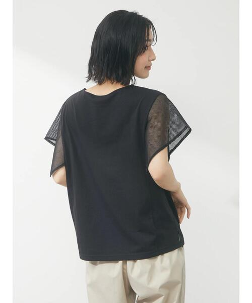 Green　Parks（グリーンパークス）の「袖メッシュドッキングプルオーバー（Tシャツ/カットソー・レディース・オフホワイト/ブラウン/ブラック・FREE）」の9枚目の写真