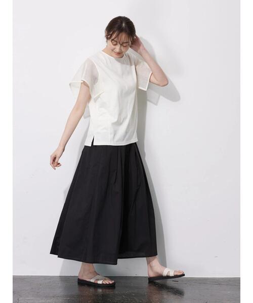 Green　Parks（グリーンパークス）の「袖メッシュドッキングプルオーバー（Tシャツ/カットソー・レディース・オフホワイト/ブラウン/ブラック・FREE）」の13枚目の写真