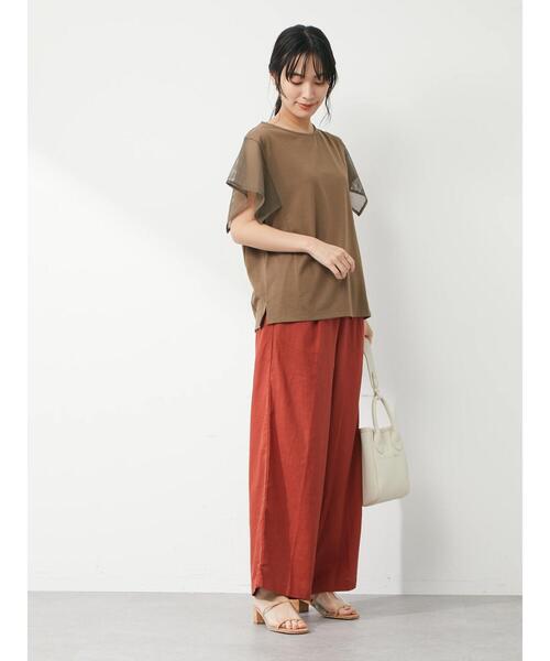 Green　Parks（グリーンパークス）の「袖メッシュドッキングプルオーバー（Tシャツ/カットソー・レディース・オフホワイト/ブラウン/ブラック・FREE）」の14枚目の写真