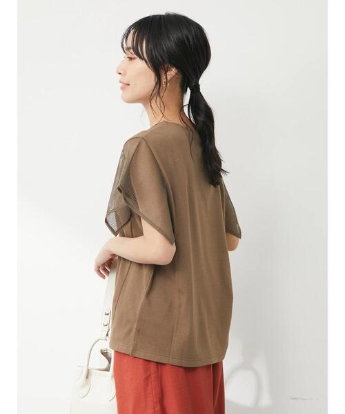 Green　Parks（グリーンパークス）の「袖メッシュドッキングプルオーバー（Tシャツ/カットソー・レディース・オフホワイト/ブラウン/ブラック・FREE）」の17枚目の写真