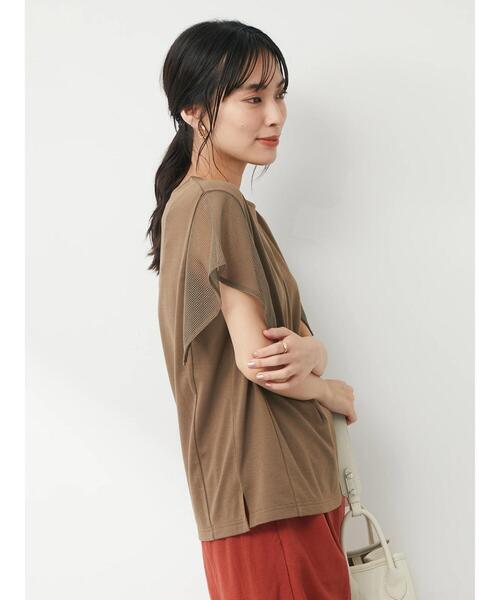 Green　Parks（グリーンパークス）の「袖メッシュドッキングプルオーバー（Tシャツ/カットソー・レディース・オフホワイト/ブラウン/ブラック・FREE）」の18枚目の写真