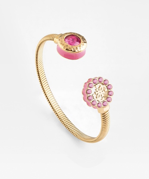 Guess(ゲス)の「MAD ABOUT GOLD 4G & Cz Bangle(バングル/リストバンド・レディース・ホワイト/ピンク・SMALL)」の1枚目の写真