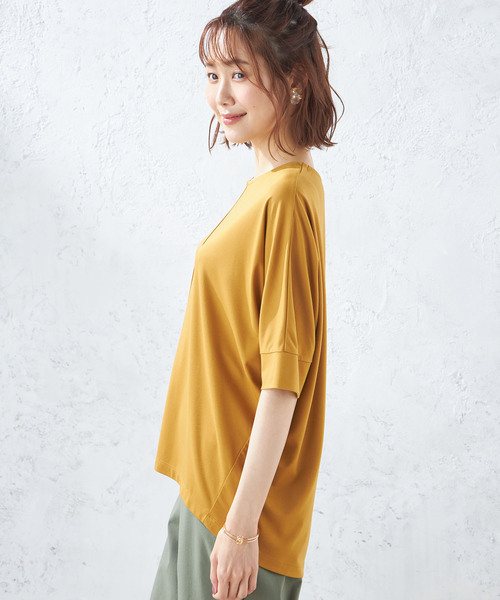 Petit Honfleur（プチオンフルール）の「【接触冷感】ドルマンＴシャツ（Tシャツ/カットソー・レディース・ベージュ/ネイビー/イエロー・M/L）」の12枚目の写真