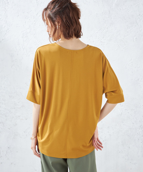 Petit Honfleur（プチオンフルール）の「【接触冷感】ドルマンＴシャツ（Tシャツ/カットソー・レディース・ベージュ/ネイビー/イエロー・M/L）」の16枚目の写真