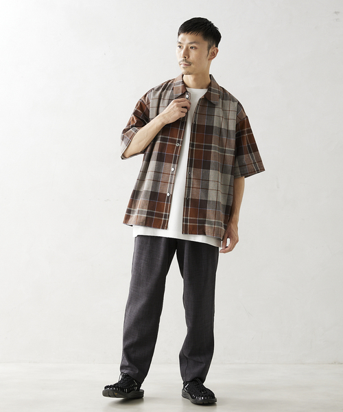 LAYER-０　半袖シャツ S2301358 SH05BH Khaki | Dresswell online store