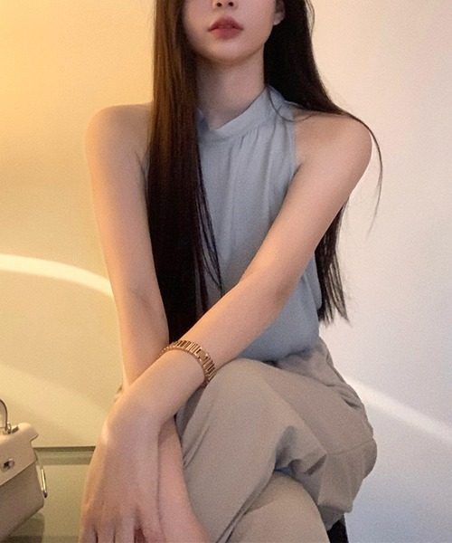 Dita Muaj.(ディータムアージュ)の「ホルターネックバックリボンサテントップス(キャミソール・レディース・ライトブルー/アイボリー・FREE)」の18枚目の写真