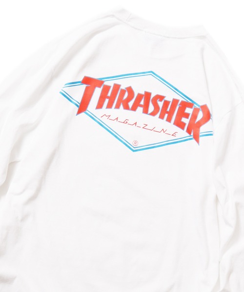 THRASHER(スラッシャー)の「ROOPTOKYO別注:THRASHER/スラッシャー Diamond Logo L/S TEE ダイヤモンドロゴロンT(Tシャツ/カットソー・メンズ・ホワイト/ブラック/カーキ・M/XXL/XL/L)」の1枚目の写真