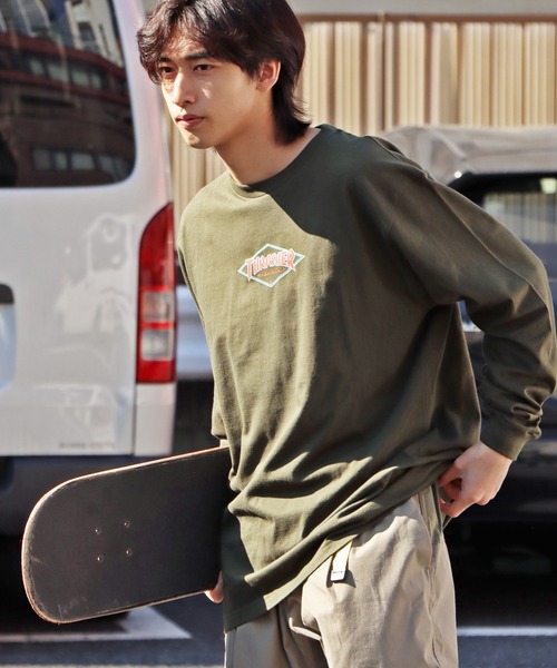 THRASHER(スラッシャー)の「ROOPTOKYO別注:THRASHER/スラッシャー Diamond Logo L/S TEE ダイヤモンドロゴロンT(Tシャツ/カットソー・メンズ・ホワイト/ブラック/カーキ・M/XXL/XL/L)」の3枚目の写真