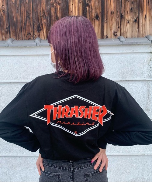 THRASHER(スラッシャー)の「ROOPTOKYO別注:THRASHER/スラッシャー Diamond Logo L/S TEE ダイヤモンドロゴロンT(Tシャツ/カットソー・メンズ・ホワイト/ブラック/カーキ・M/XXL/XL/L)」の2枚目の写真