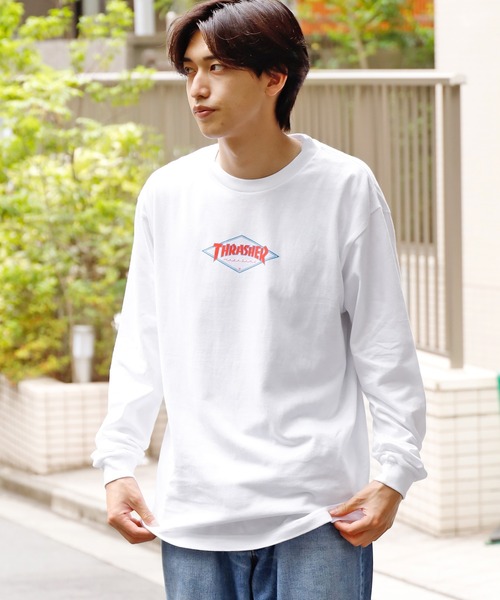 THRASHER(スラッシャー)の「ROOPTOKYO別注:THRASHER/スラッシャー Diamond Logo L/S TEE ダイヤモンドロゴロンT(Tシャツ/カットソー・メンズ・ホワイト/ブラック/カーキ・M/XXL/XL/L)」の9枚目の写真