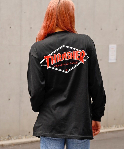 THRASHER(スラッシャー)の「ROOPTOKYO別注:THRASHER/スラッシャー Diamond Logo L/S TEE ダイヤモンドロゴロンT(Tシャツ/カットソー・メンズ・ホワイト/ブラック/カーキ・M/XXL/XL/L)」の5枚目の写真