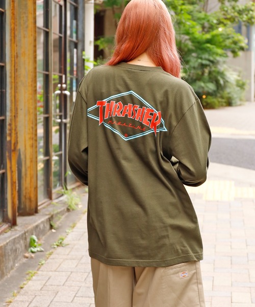 THRASHER(スラッシャー)の「ROOPTOKYO別注:THRASHER/スラッシャー Diamond Logo L/S TEE ダイヤモンドロゴロンT(Tシャツ/カットソー・メンズ・ホワイト/ブラック/カーキ・M/XXL/XL/L)」の19枚目の写真