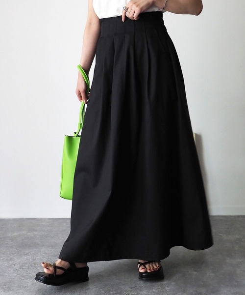 Riberry（リベリー）の「ハイウエストタックAラインスカート（スカート・レディース・ブラック/ベージュ/カーキ・MEDIUM）」の5枚目の写真