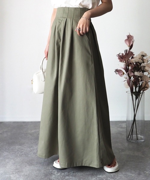 Riberry（リベリー）の「ハイウエストタックAラインスカート（スカート・レディース・ブラック/ベージュ/カーキ・MEDIUM）」の16枚目の写真