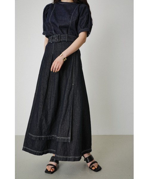 AZUL by moussy（アズールバイマウジー）の「DENIM PUFF BLOUSE/デニムパフブラウス（Tシャツ/カットソー・レディース・ブラック/ワンウォッシュ・SMALL/MEDIUM）」の15枚目の写真