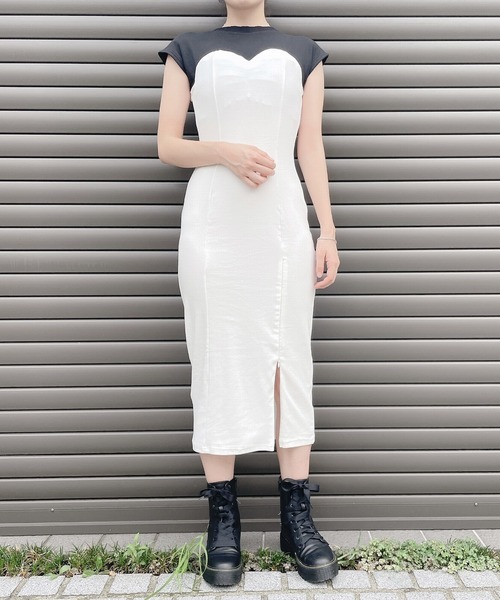 lilLilly（リルリリー）の「2wayバイカラーカットソーワンピ（ワンピース・レディース・ホワイト/ブラック・FREE）」の6枚目の写真