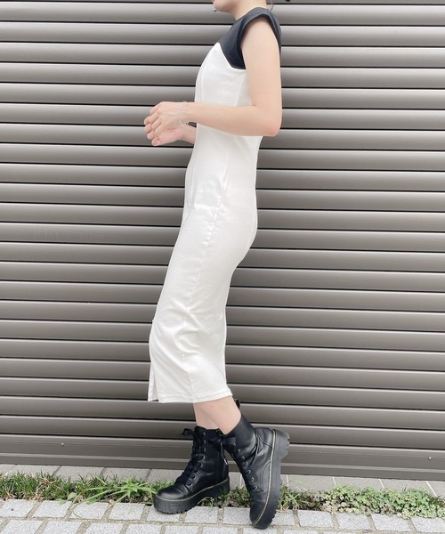 lilLilly（リルリリー）の「2wayバイカラーカットソーワンピ（ワンピース・レディース・ホワイト/ブラック・FREE）」の8枚目の写真