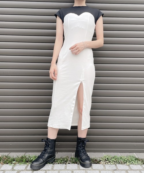 lilLilly（リルリリー）の「2wayバイカラーカットソーワンピ（ワンピース・レディース・ホワイト/ブラック・FREE）」の10枚目の写真