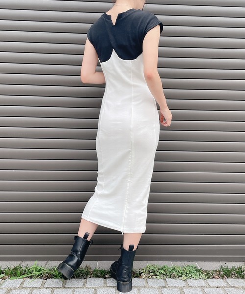 lilLilly（リルリリー）の「2wayバイカラーカットソーワンピ（ワンピース・レディース・ホワイト/ブラック・FREE）」の11枚目の写真