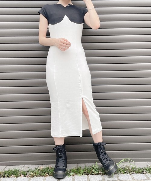 lilLilly（リルリリー）の「2wayバイカラーカットソーワンピ（ワンピース・レディース・ホワイト/ブラック・FREE）」の14枚目の写真