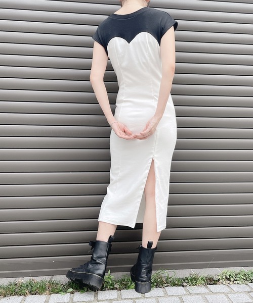 lilLilly（リルリリー）の「2wayバイカラーカットソーワンピ（ワンピース・レディース・ホワイト/ブラック・FREE）」の16枚目の写真