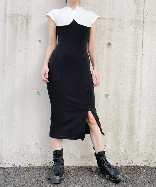 lilLilly（リルリリー）の「2wayバイカラーカットソーワンピ（ワンピース・レディース・ホワイト/ブラック・FREE）」の17枚目の写真