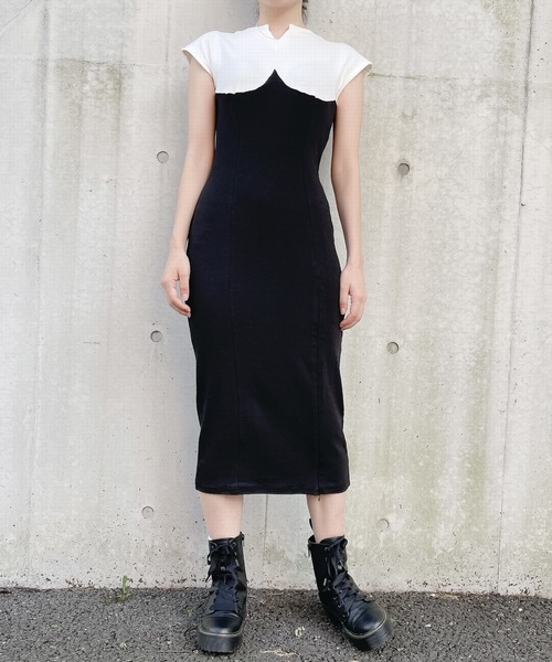 lilLilly（リルリリー）の「2wayバイカラーカットソーワンピ（ワンピース・レディース・ホワイト/ブラック・FREE）」の20枚目の写真