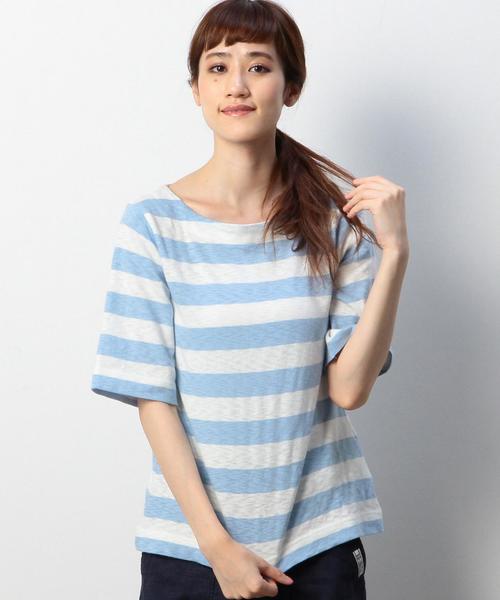coen（コーエン）の「ボートネックボーダーカットソー（Tシャツ/カットソー・レディース・ライトグレー/ライトブルー/ネイビー/イエロー/ホワイト・LARGE/MEDIUM）」の2枚目の写真