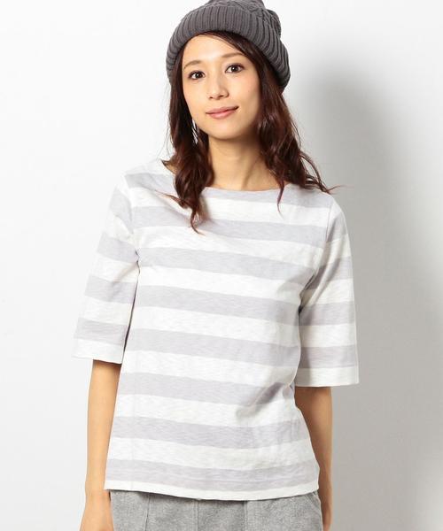 coen（コーエン）の「ボートネックボーダーカットソー（Tシャツ/カットソー・レディース・ライトグレー/ライトブルー/ネイビー/イエロー/ホワイト・LARGE/MEDIUM）」の3枚目の写真