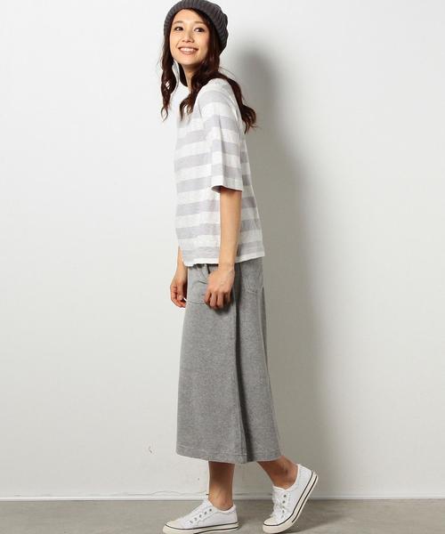 coen（コーエン）の「ボートネックボーダーカットソー（Tシャツ/カットソー・レディース・ライトグレー/ライトブルー/ネイビー/イエロー/ホワイト・LARGE/MEDIUM）」の9枚目の写真