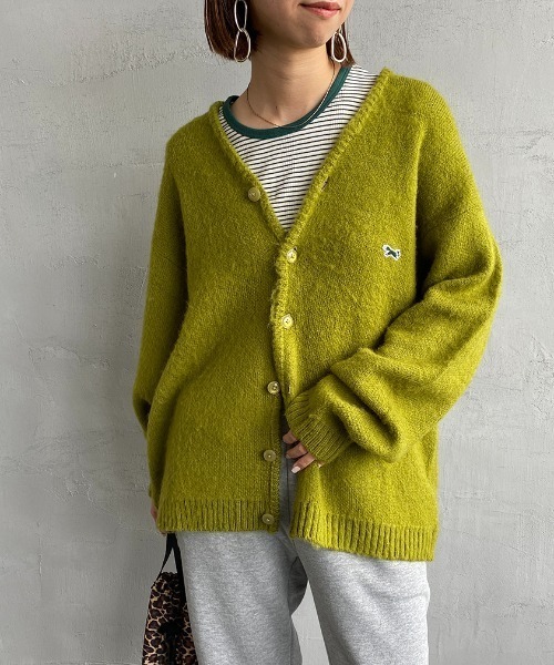 TOWNCRAFT（タウンクラフト）の「【men's FUDGE1月号掲載】[TOWN CRAFT・THE FOX/タウンクラフト・ザフォックス] 別注 ワンポイントロゴ刺繍 シャギーニットカーディガン（カーディガン/ボレロ・レディース・ライトグレー/ネイビー/ブラウン/レッド/グリーン・S/M/L）」の11枚目の写真