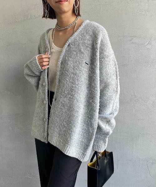 TOWNCRAFT（タウンクラフト）の「【men's FUDGE1月号掲載】[TOWN CRAFT・THE FOX/タウンクラフト・ザフォックス] 別注 ワンポイントロゴ刺繍 シャギーニットカーディガン（カーディガン/ボレロ・レディース・ライトグレー/ネイビー/ブラウン/レッド/グリーン・S/M/L）」の20枚目の写真