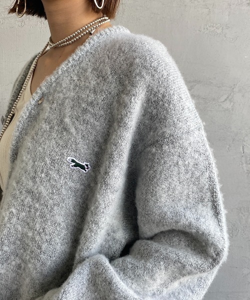 TOWNCRAFT（タウンクラフト）の「【men's FUDGE1月号掲載】[TOWN CRAFT・THE FOX/タウンクラフト・ザフォックス] 別注 ワンポイントロゴ刺繍 シャギーニットカーディガン（カーディガン/ボレロ・レディース・ライトグレー/ネイビー/ブラウン/レッド/グリーン・S/M/L）」の8枚目の写真
