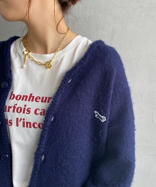 TOWNCRAFT（タウンクラフト）の「【men's FUDGE1月号掲載】[TOWN CRAFT・THE FOX/タウンクラフト・ザフォックス] 別注 ワンポイントロゴ刺繍 シャギーニットカーディガン（カーディガン/ボレロ・レディース・ライトグレー/ネイビー/ブラウン/レッド/グリーン・S/M/L）」の14枚目の写真