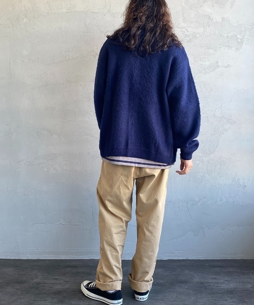 TOWNCRAFT（タウンクラフト）の「【men's FUDGE1月号掲載】[TOWN CRAFT・THE FOX/タウンクラフト・ザフォックス] 別注 ワンポイントロゴ刺繍 シャギーニットカーディガン（カーディガン/ボレロ・レディース・ライトグレー/ネイビー/ブラウン/レッド/グリーン・S/M/L）」の15枚目の写真
