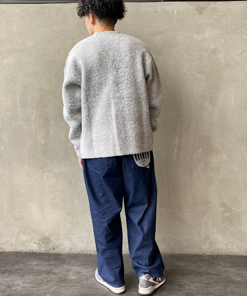 TOWNCRAFT（タウンクラフト）の「【men's FUDGE1月号掲載】[TOWN CRAFT・THE FOX/タウンクラフト・ザフォックス] 別注 ワンポイントロゴ刺繍 シャギーニットカーディガン（カーディガン/ボレロ・レディース・ライトグレー/ネイビー/ブラウン/レッド/グリーン・S/M/L）」の9枚目の写真