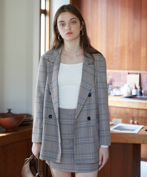 ACYM(アシーム)の「Manich check set ジャケット(テーラードジャケット・レディース・ブルー/テラコッタ・FREE)」の18枚目の写真