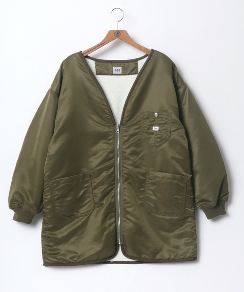 Lee（リー）の「Lee/リー REVERSIBLE BOA ZIP COAT/オーバーサイズ リバーシブル ボア ジャケット（ノーカラージャケット・レディース・ブラック/オリーブ・S/M）」の7枚目の写真