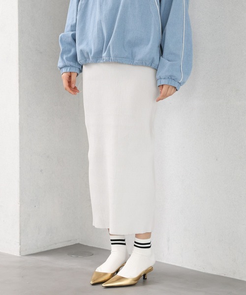 HEREIAM(ヘレイアム)の「【HEREIAM】スポーティーリブスカート(スカート・レディース・ブラック/ライトイエロー/グリーン/パープル/グレー/オレンジ/バーガンディー/ブルー/ホワイト・SMALL/MEDIUM)」の2枚目の写真