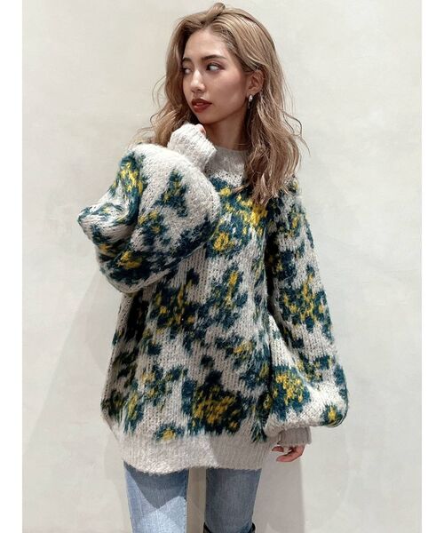 GYDA（ジェイダ）の「MOSAIC FLOWER PATTERN ニットトップス（ニット/セーター・レディース・ベージュ/オフホワイト・FREE）」の20枚目の写真