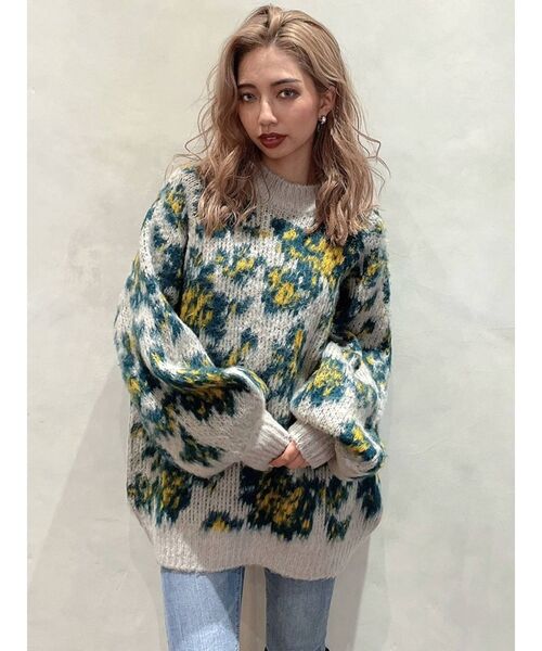 GYDA（ジェイダ）の「MOSAIC FLOWER PATTERN ニットトップス（ニット/セーター・レディース・ベージュ/オフホワイト・FREE）」の21枚目の写真