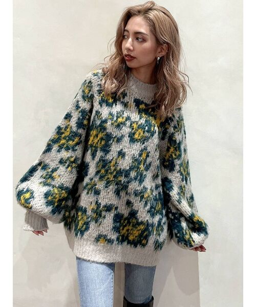 GYDA（ジェイダ）の「MOSAIC FLOWER PATTERN ニットトップス（ニット/セーター・レディース・ベージュ/オフホワイト・FREE）」の22枚目の写真