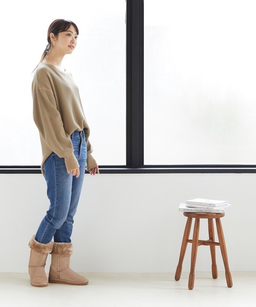 mooimooi（モーイモーイ）の「防寒 撥水 ふわふわ フェイク ファー 2way ロング ムートンブーツ（ブーツ・レディース・キャメル/チャコールグレー/ベージュ/ダークブラウン/ブラック・3L/L/LL/4L/M/S）」の8枚目の写真