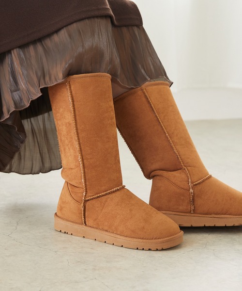 mooimooi（モーイモーイ）の「防寒 撥水 ふわふわ フェイク ファー 2way ロング ムートンブーツ（ブーツ・レディース・キャメル/チャコールグレー/ベージュ/ダークブラウン/ブラック・3L/L/LL/4L/M/S）」の14枚目の写真